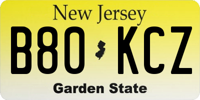 NJ license plate B80KCZ