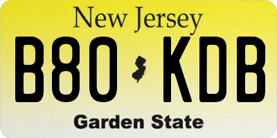 NJ license plate B80KDB