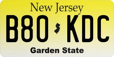 NJ license plate B80KDC