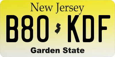 NJ license plate B80KDF