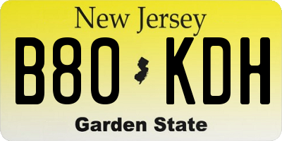 NJ license plate B80KDH