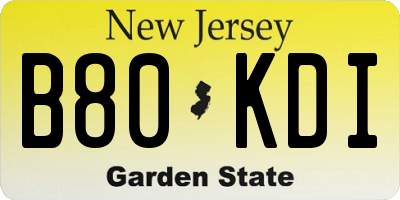 NJ license plate B80KDI