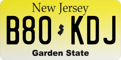 NJ license plate B80KDJ
