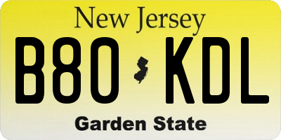 NJ license plate B80KDL