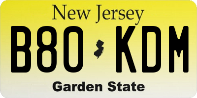 NJ license plate B80KDM