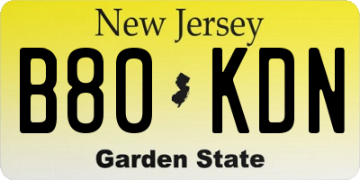 NJ license plate B80KDN
