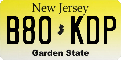 NJ license plate B80KDP