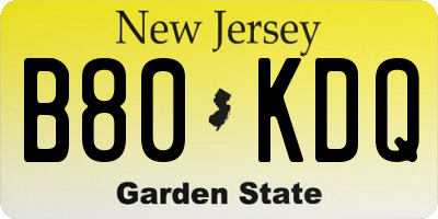 NJ license plate B80KDQ