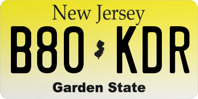 NJ license plate B80KDR