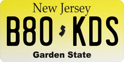 NJ license plate B80KDS