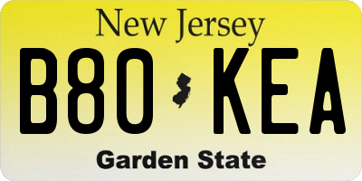 NJ license plate B80KEA