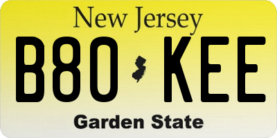 NJ license plate B80KEE