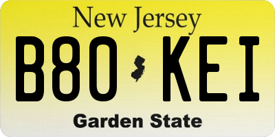NJ license plate B80KEI