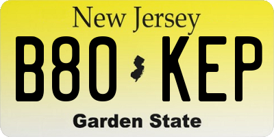 NJ license plate B80KEP