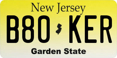 NJ license plate B80KER
