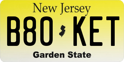 NJ license plate B80KET