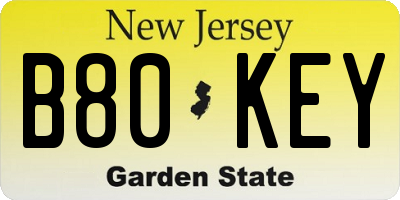 NJ license plate B80KEY