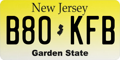NJ license plate B80KFB