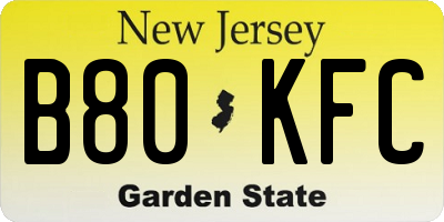 NJ license plate B80KFC