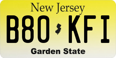 NJ license plate B80KFI