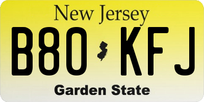 NJ license plate B80KFJ