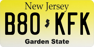 NJ license plate B80KFK