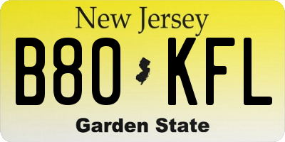 NJ license plate B80KFL