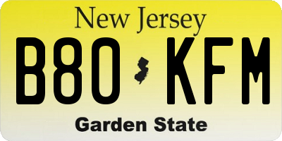 NJ license plate B80KFM