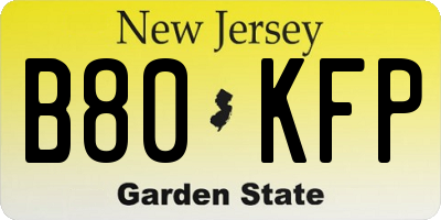 NJ license plate B80KFP