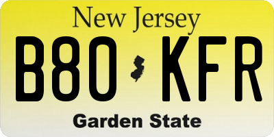 NJ license plate B80KFR
