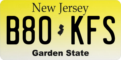 NJ license plate B80KFS