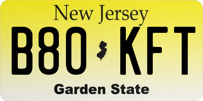 NJ license plate B80KFT