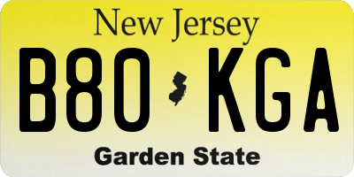 NJ license plate B80KGA