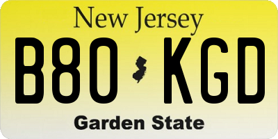 NJ license plate B80KGD