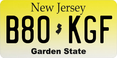 NJ license plate B80KGF