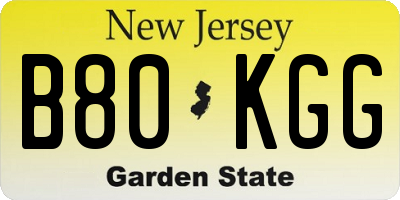 NJ license plate B80KGG