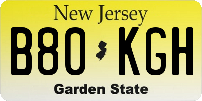 NJ license plate B80KGH