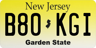 NJ license plate B80KGI