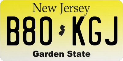 NJ license plate B80KGJ