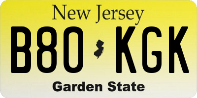 NJ license plate B80KGK