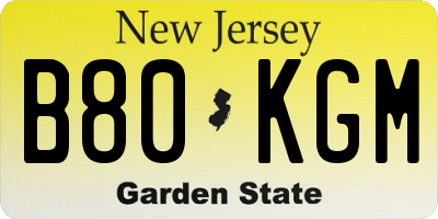 NJ license plate B80KGM