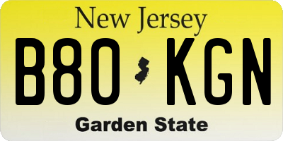 NJ license plate B80KGN