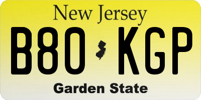 NJ license plate B80KGP