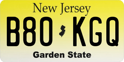 NJ license plate B80KGQ