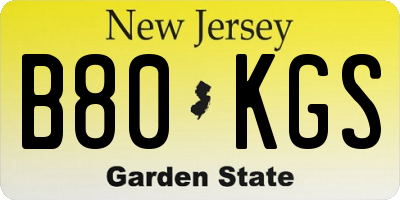 NJ license plate B80KGS