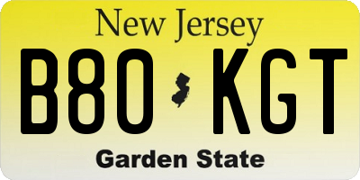 NJ license plate B80KGT