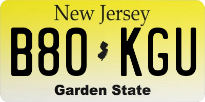 NJ license plate B80KGU