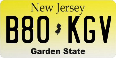 NJ license plate B80KGV