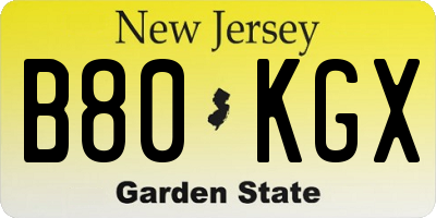 NJ license plate B80KGX