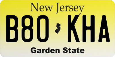 NJ license plate B80KHA